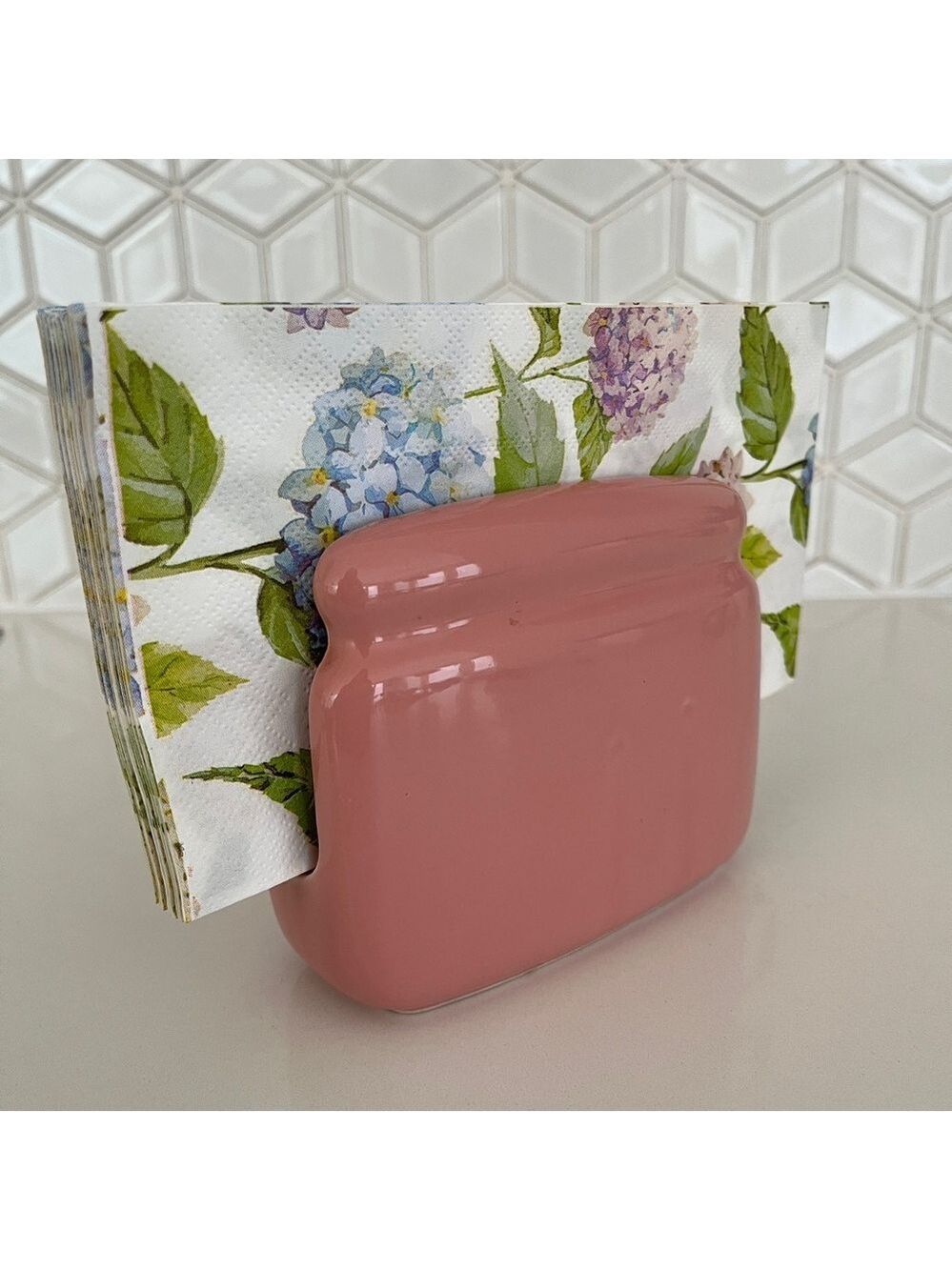 VINTAGE Pink Ceramic Napkin Holder Made Japan Kitschy Minimalist Diner 70's 80's